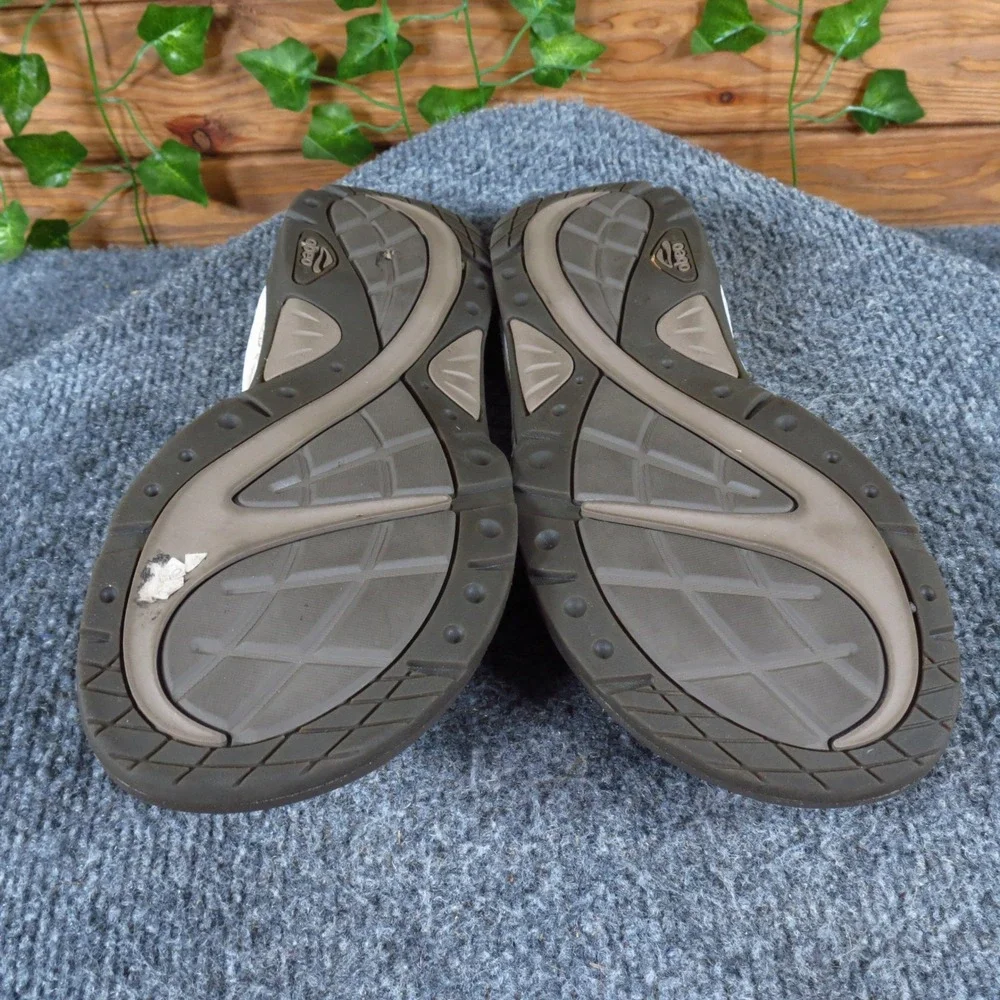 Abeo Balboa Women Thong Sandal 7.5N Walking White Leather Gold‎ Paisley